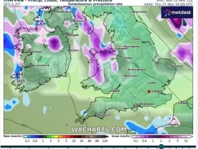 英国降雪：天气地图变成紫色，显示英国人预计北极暴风雪的确切日期